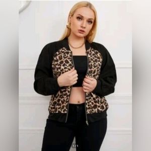 Leopard Raglan Sleeve Bomber Jacket